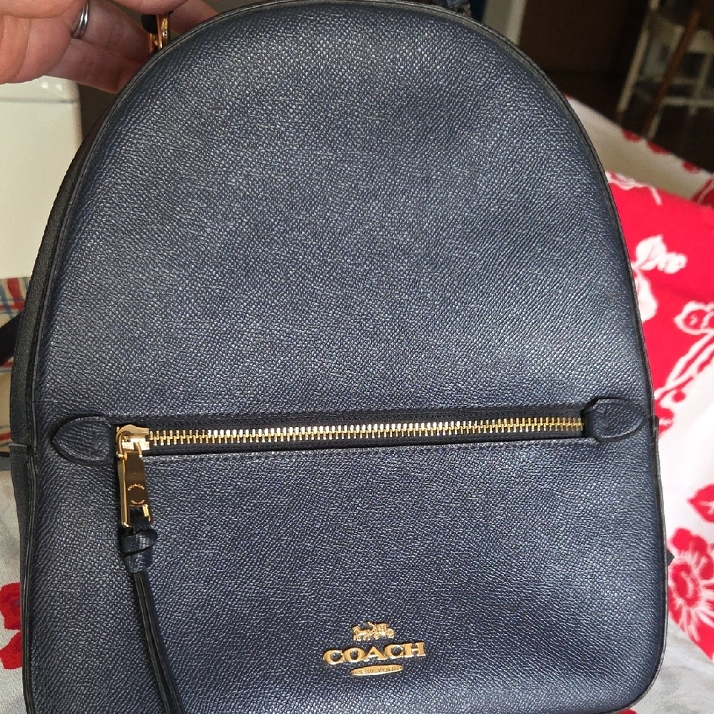 Coach Navy Leather Backpack with Gold Hardware - Picture 6 of 7